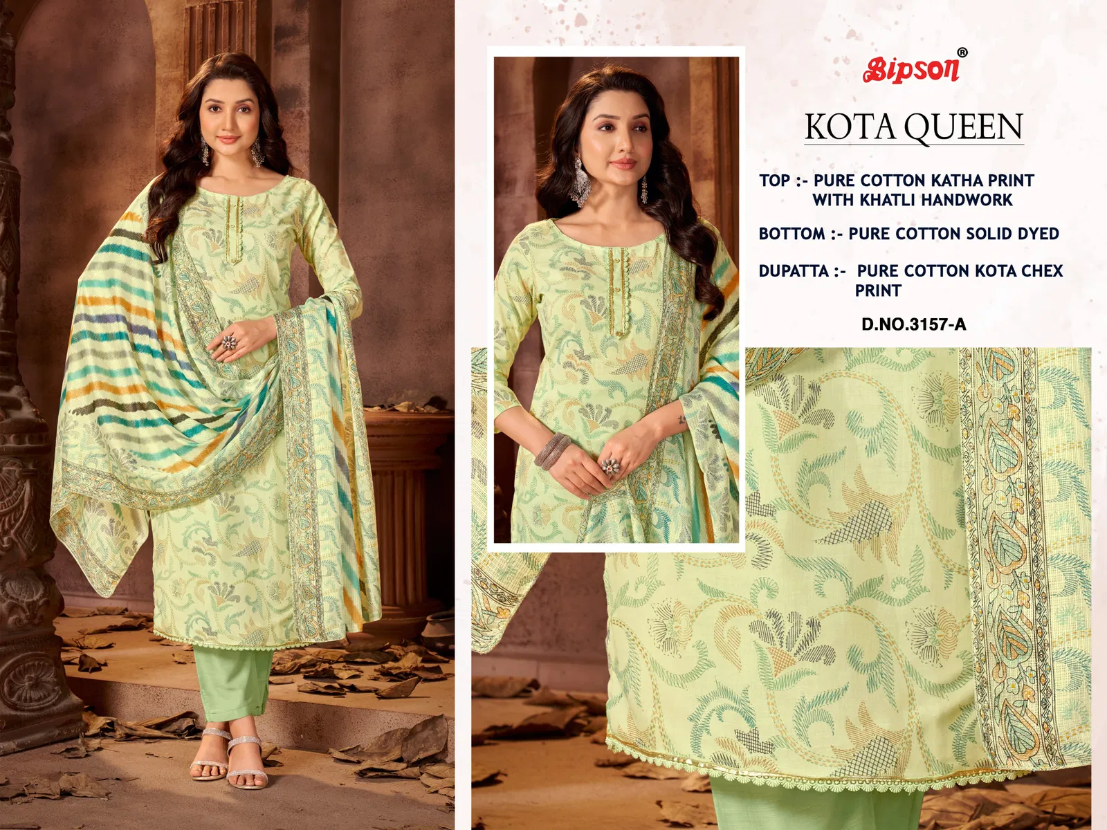 Kota Queen 3157 By Bipson Cotton Printed Dress Material Wholesale In India